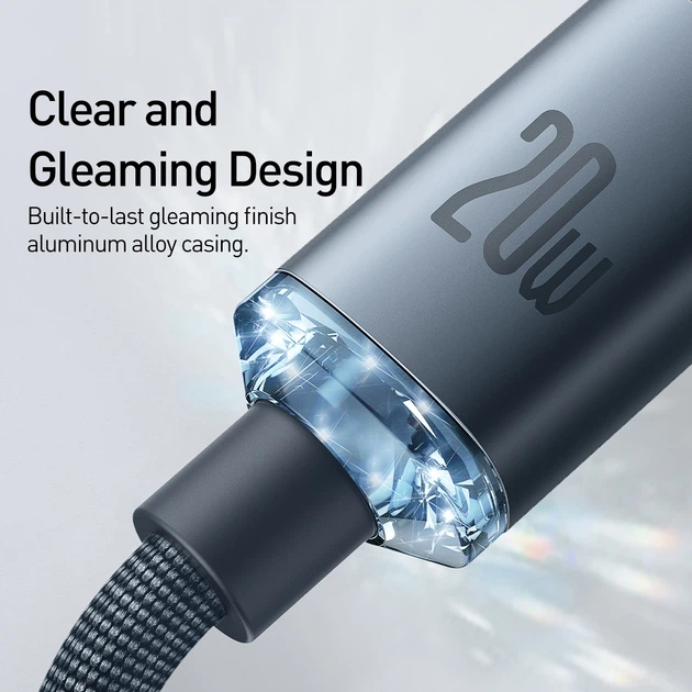 Baseus Crystal Shine Series Szybki kabel do transmisji danych Type-C do iP 20 W 2 m Czarny (CAJY000301) - obraz 5