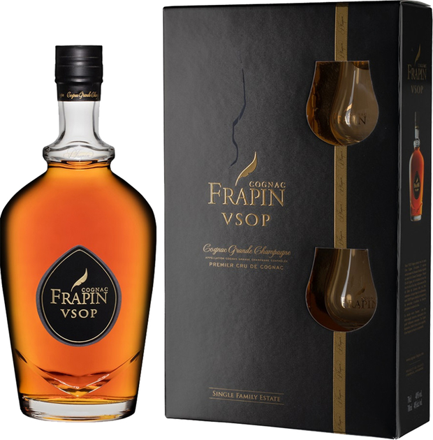 Коньяк Frapin VSOP 12 лет выдержки 0.7 л 40% + 2 дегустационных бокала в подарочной упаковке (3275856855709) - изображение 1