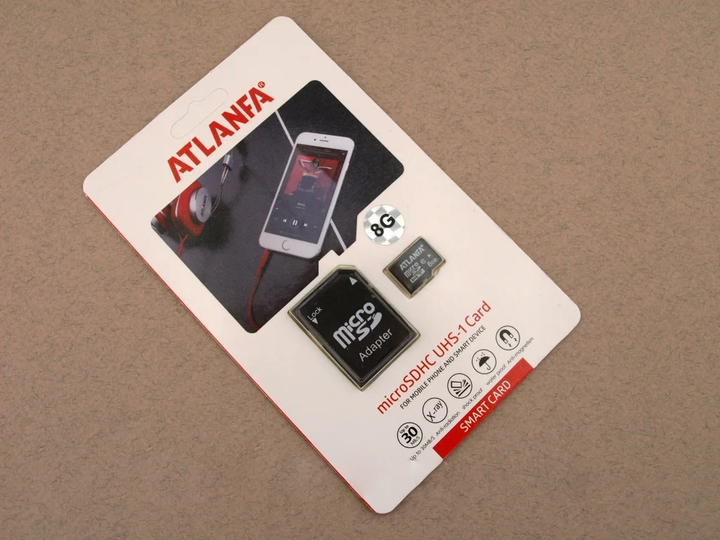 Карта памяти с переходником для кардридера Atlanfa MicroSD 8GB Class 10 adapter SD (OL-81550) - изображение 3