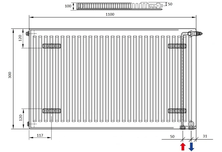 Радиатор стальной DELONGHI PHD 2.0 Panel 22 TEC 300 x 1100 мм боковой/нижний - Фото 4 Радиатор стальной DELONGHI PHD 2.0 Panel 22 TEC 300 x 1100 мм боковой/нижний - изображение 4