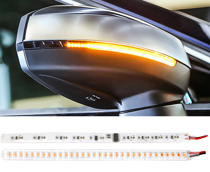 Повторители поворотников в зеркала светодиодные, тонированные для Audi A6, комплект 2 шт. LED