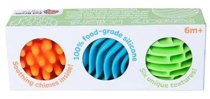 Прорізувач-брязкальце Fat Brain Toys Sensory Rollers Кольорові сенсорні кульки 3 шт (0811802021885) - зображення 2