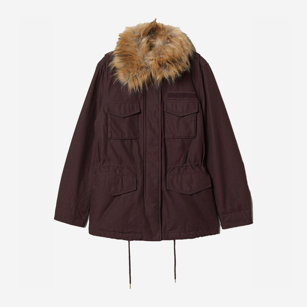 Парка осенняя с мехом женская H&M 0659453001 36 (165/84А) Сливовая ...