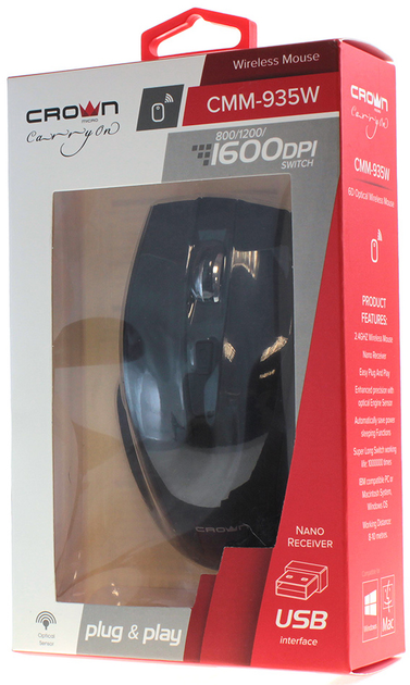 Мышь Crown Micro CMM-935 W Wireless Black (6291105918572) - изображение 9