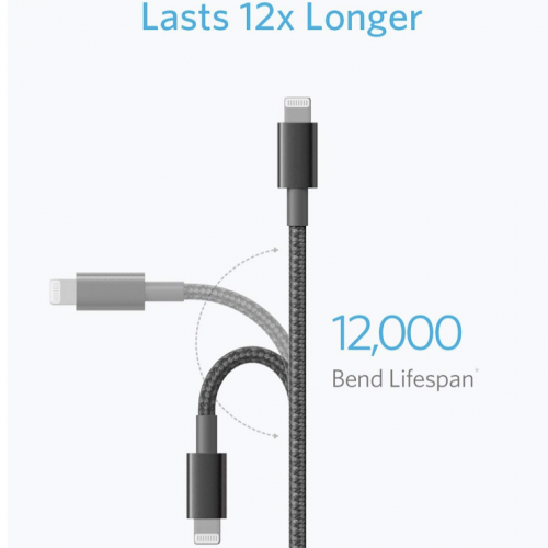 Кабель Anker Premium Double-Braided Nylon Cable with Lightning 1m (A8152) - зображення 2