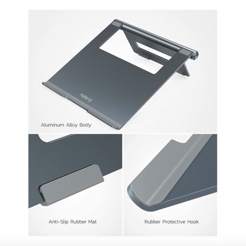 Подставка для ноутбука Nulaxy Foldable Aluminum Laptop Stand Gray - изображение 6