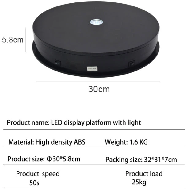 Obrotowy stół Puluz do fotografii produktowej z podświetleniem 30 cm Black (EDA1759202A) - obraz 4