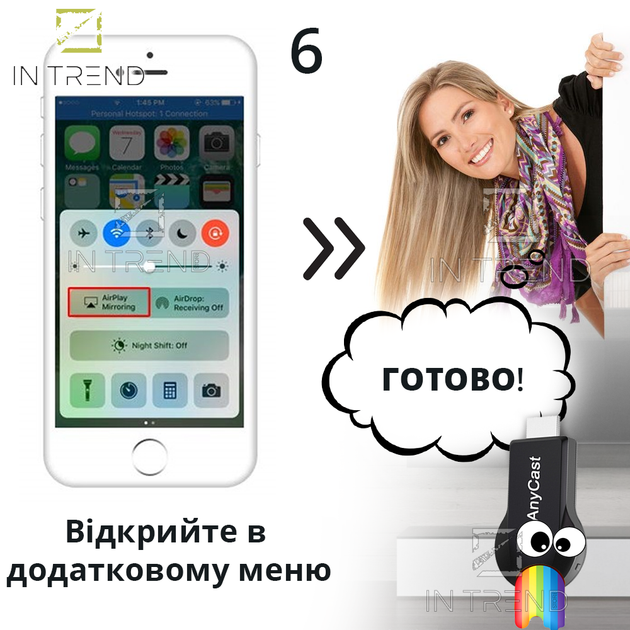 Медиаплеер адаптер AnycastPLUS Черный беспроводной приемник для трансляции экрана смартфона планшета на телевизор ретранслятор Wi-Fi - изображение 9