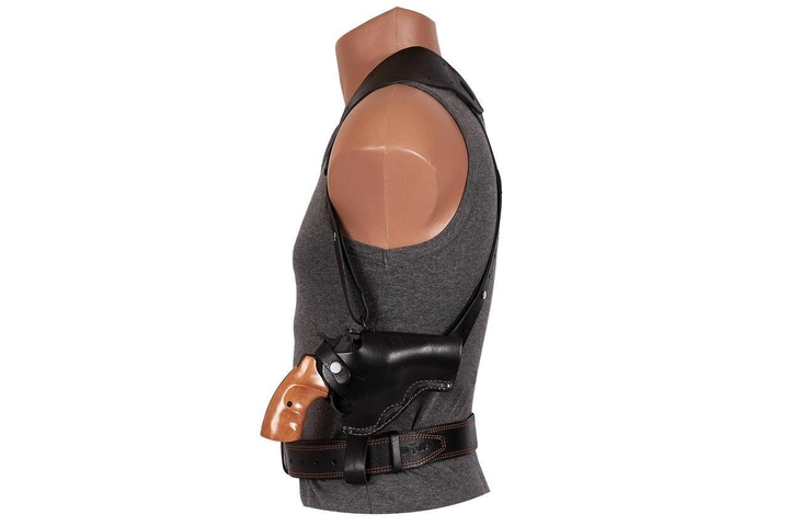 Кобура Револьвер 3 оперативная поясная не формованная кожа чёрная MS - изображение 1