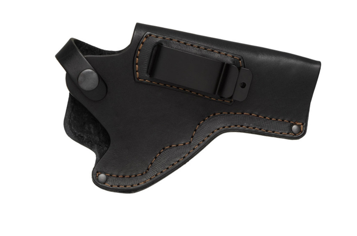 Кобура для Револьвера 4 поясная скрытого внутрибрючного ношения с клипсой не формованная кожаная чёрная MS - изображение 2