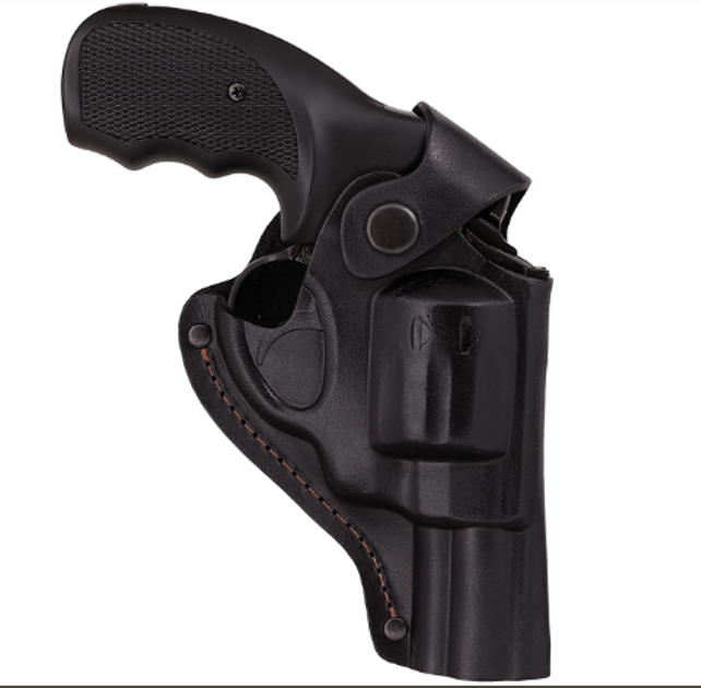 Кобура для Револьвера 3 поясная на пояс формованная кожаная черная MS - изображение 2