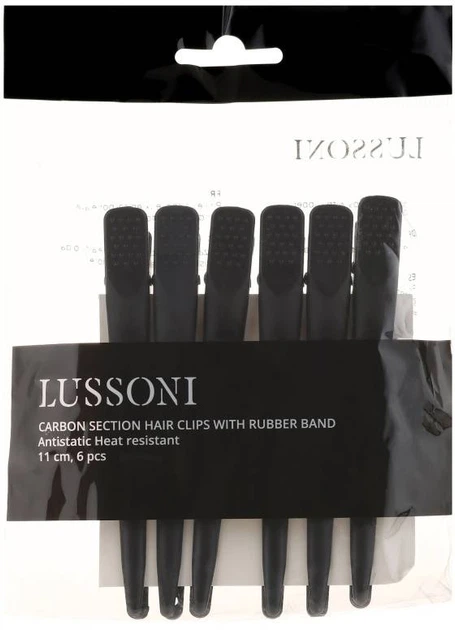 Karbonowe klipsy do włosów Lussoni Carbon Section czarne 6 szt (5903018916811) - obraz 2