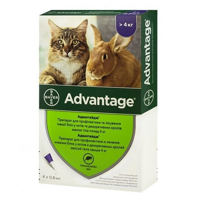 Капли от блох и клещей Bayer Адвантейдж 80 для кошек свыше 4 кг 1 ...