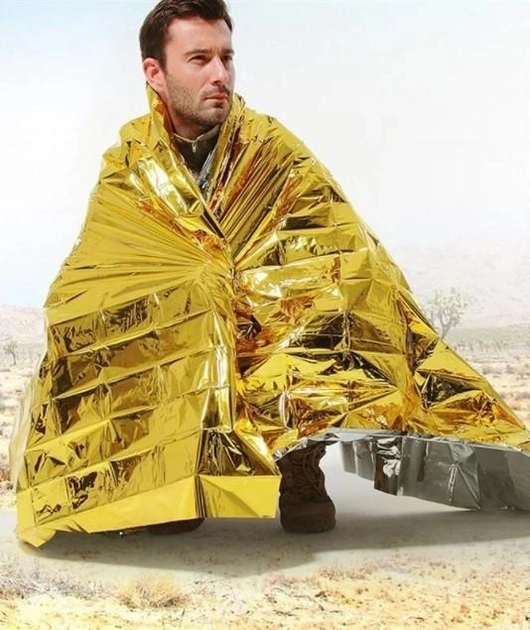 Одеяло спасательное термоодеяло Overlay двустороннее gold-silver - изображение 2