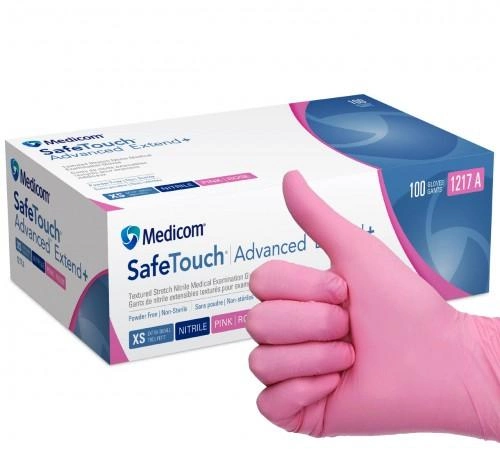 Одноразові рукавички нітрилові Медіком 100 шт в упаковці Розмір ХS Рожевi - изображение 2