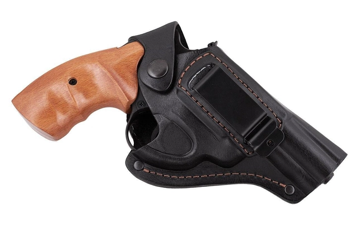 Кобура Револьвер 3 поясная скрытого внутрибрючного ношения формованная с клипсой кожа чёрная MS - изображение 1