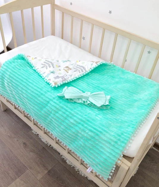 Плед-конверт для новорожденных Carus Textile зверята 100x80 мятный - Фото 2 Плед-конверт для новорожденных Carus Textile зверята 100x80 мятный - изображение 2