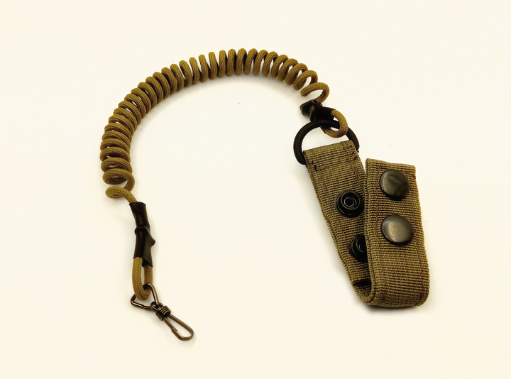 Шнур страховочный универсальный тренчик карабин тренчик с 2 кнопками шириной ремня до 6 см цвет койот 999 MS - изображение 1