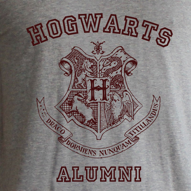Футболка HARRY POTTER Hogwarts Alumni (Гарри Поттер) для женщин серая M ...