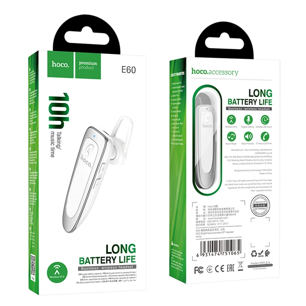 Блютуз-гарнитура HOCO Brightness business BT headset E60 |BT5.0, 10Hours| - Фото 2 Блютуз-гарнитура HOCO Brightness business BT headset E60 |BT5.0, 10Hours| - изображение 2