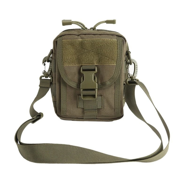 Тактическая поясная наплечная сумка - подсумок с ремнём Tactic с системой M.O.L.L.E Олива (1030- olive) - изображение 1