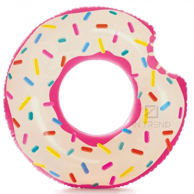 Надувной круг для плавания Пончик Розовый Intex 114 см водный матрас для купания 
