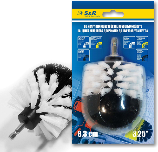 Щітка S&R 83 мм, нейлонова, кругла, м'яка дріт Біла (139001003) - зображення 2