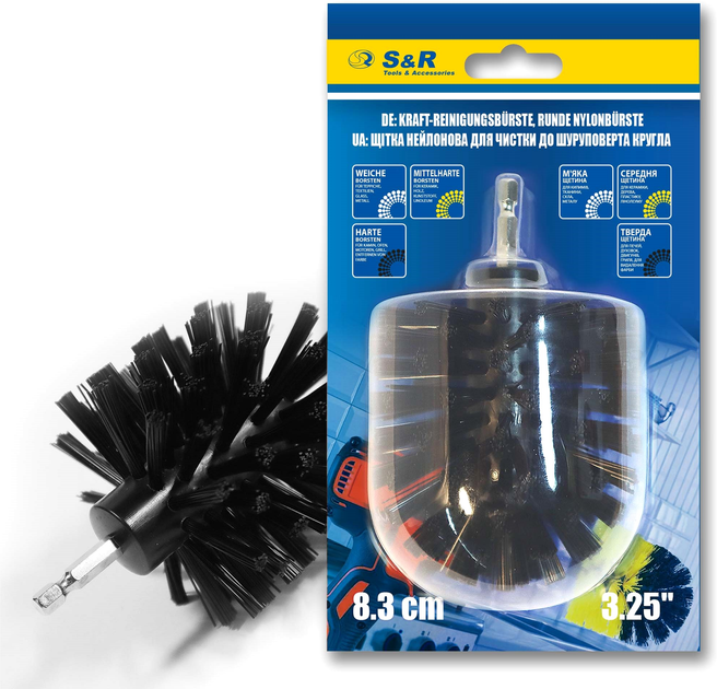Щітка S&R 83 мм, нейлонова, кругла, жорсткий дріт Чорна (139006003) - зображення 2
