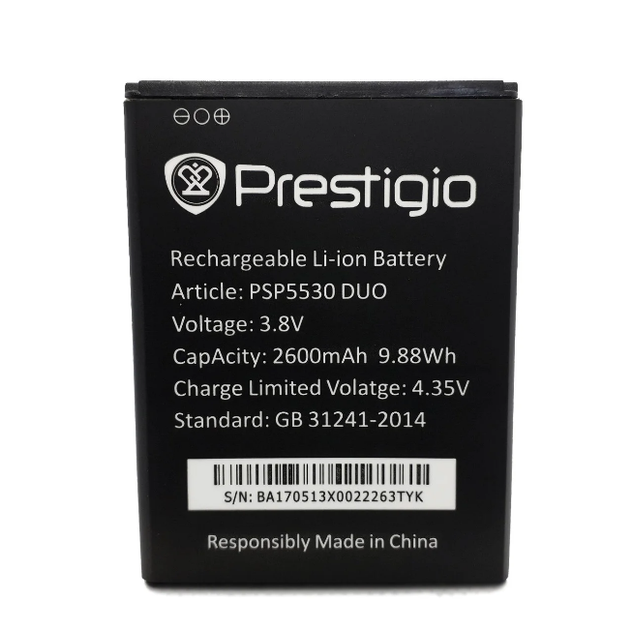 Оригінальний акумулятор Prestigio PSP5530 / Grace Z5, 2600 mAh - Фото 1 Оригінальний акумулятор Prestigio PSP5530 / Grace Z5, 2600 mAh - зображення 1