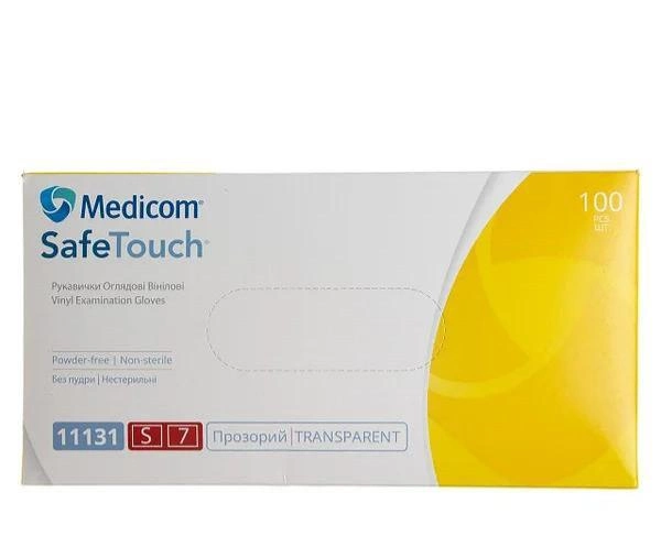 Виниловые медицинские перчатки размер S Medicom SafeTouch 100шт - изображение 1