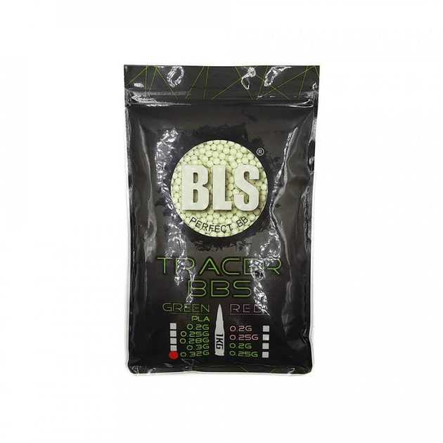 Кулі BLS 0.32g Traccer-BIO BBs Green 1 kg - зображення 1