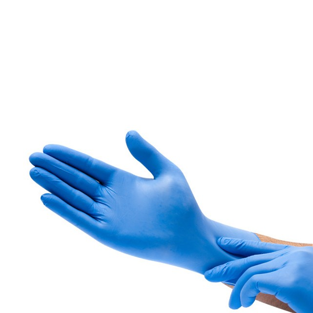 Перчатки нитриловые Medicom нестерильные без пудры SafeTouch Advanced Slim Blue 3.6 гр (размер M) 50 пар - изображение 2