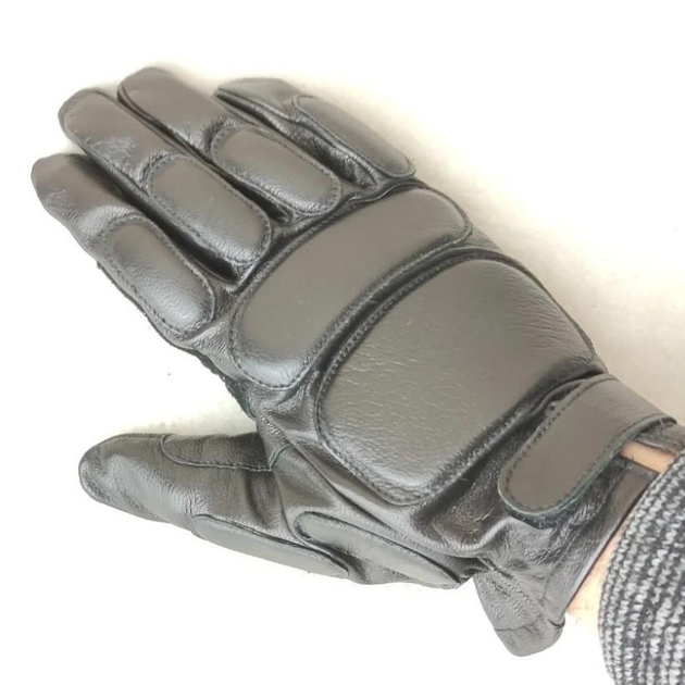 Мужские тактические кожаные перчатки для военных (спецназ) без подкладки GlovesUA мод.312а р.9 черные - изображение 1