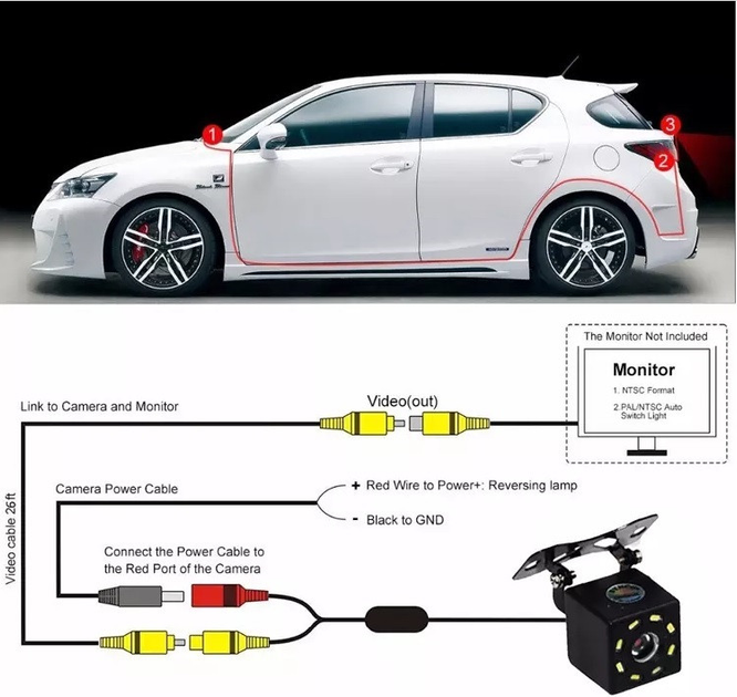 Камера заднего вида для авто CarLive ET-6298 LED универсальная