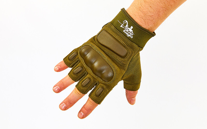Перчатки тактические с открытыми пальцами SILVER KNIGHT 7053 XL Оливковые - изображение 2