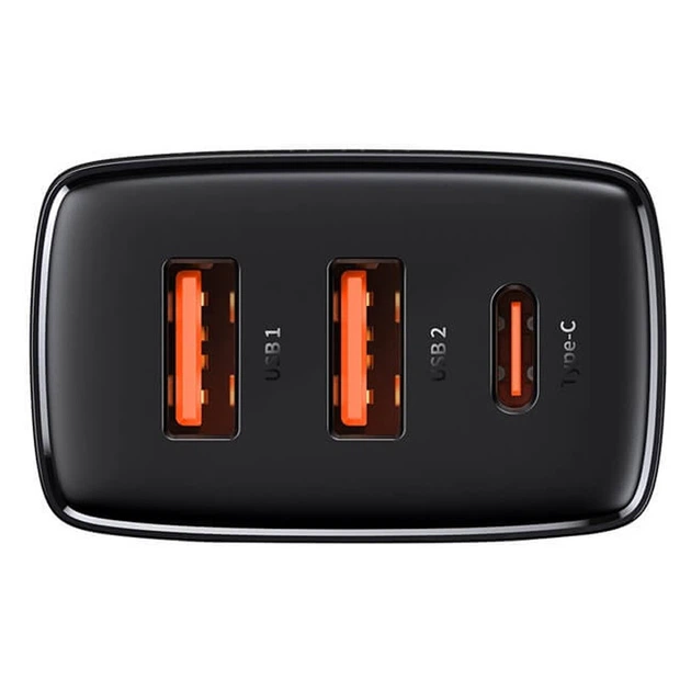 Сетевое зарядное устройство BASEUS Compact Quick Charger |2USB/1Type-C, 30W/3A, PD/QC| с быстрой зарядкой Black (CCXJ-E01) - изображение 3