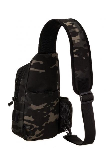 Армійська сумка рюкзак з портом USB Захисник 129-BC чорний камуфляж - зображення 2