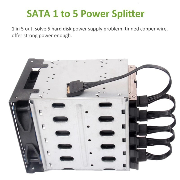 Переходник питания SATA (сата) 15 pin -> 5 шт SATA (сата) 15 pin кабель ...