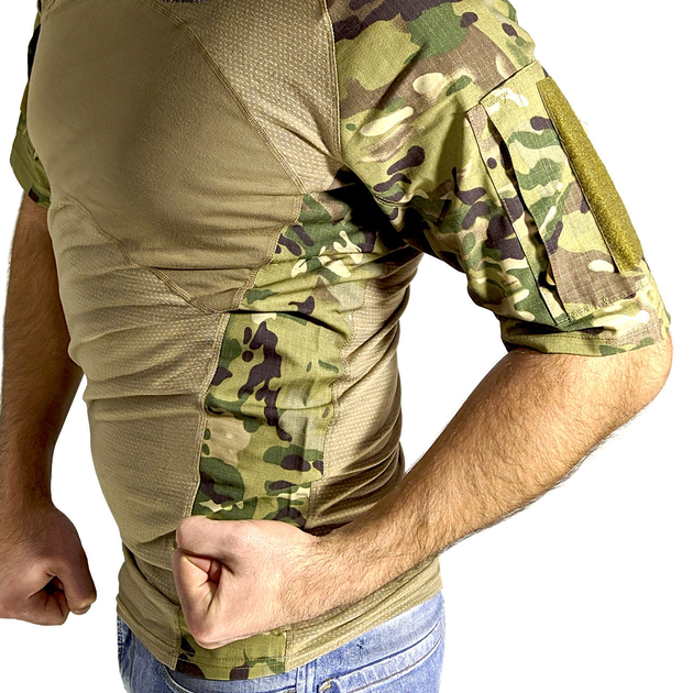 Тактическая футболка с коротким рукавом Lesko A424 Camouflage XXL потоотводящая армейская камуфляжная - изображение 2