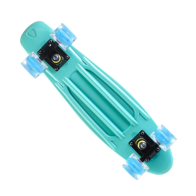 Пенни борд детский мини-скейт 23PU-turquoise со светящимися PU колёсами ...