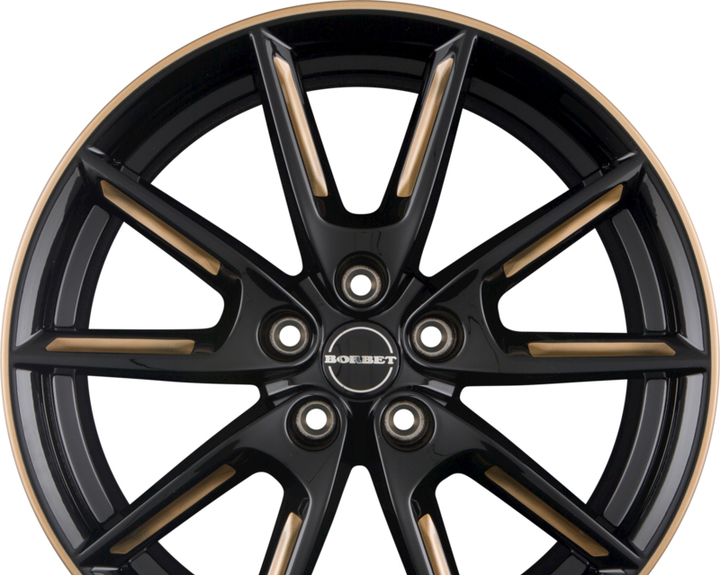 BORBET LX18 Black Glossy Gold Spoke Rim R18 W8 PCD5x112 ET48 DIA66.6 ...