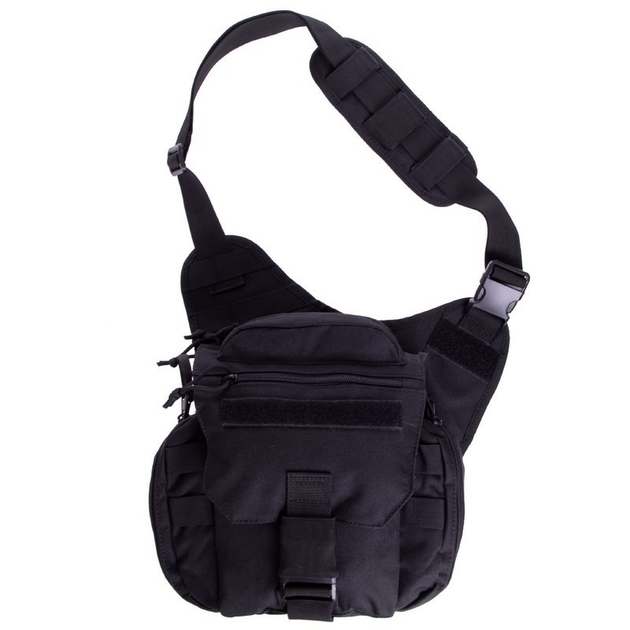 Міцна тактична військова міська сумка рюкзак через плече однолямкова для міста SILVER KNIGHT Чорна АН517 - зображення 1