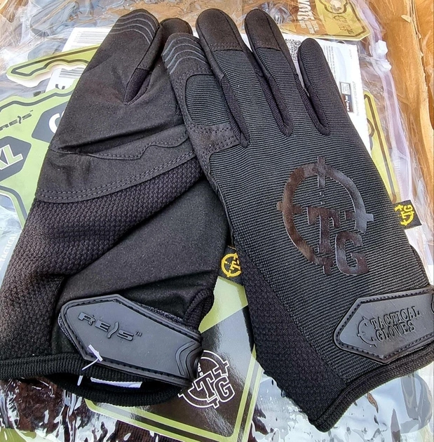 Тактические перчатки стрелковые с защитой пальцев Reis черные размер M - изображение 2