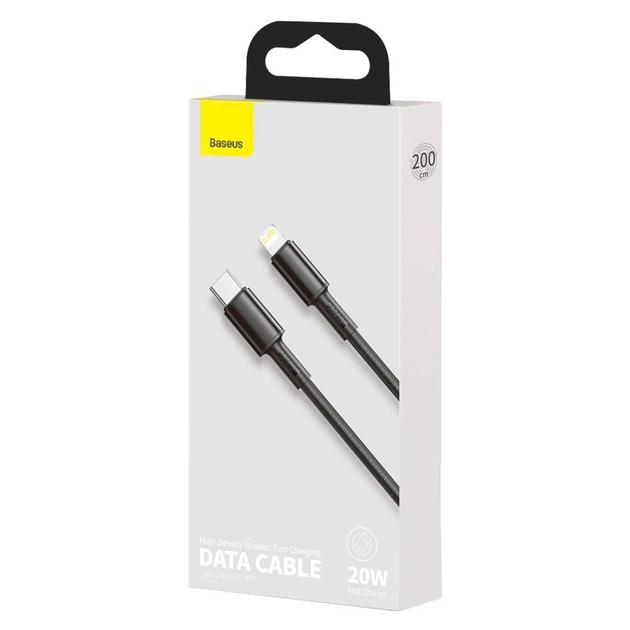 Кабель Baseus High Density Braided USB-C to Lightning 2m Black (CATLGD-A01) - Фото 5 Кабель Baseus High Density Braided USB-C to Lightning 2m Black (CATLGD-A01) - изображение 5