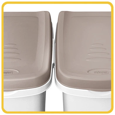 Контейнер для корму Stefanplast 40л (15 кг), світло-бежевий/білий (45*27*61 см) - Фото 2 Контейнер для корму Stefanplast 40л (15 кг), світло-бежевий/білий (45*27*61 см) - зображення 2