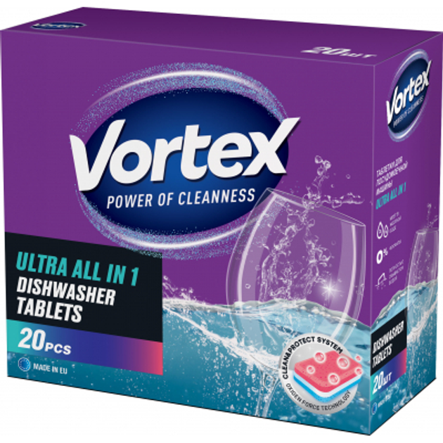 Таблетки для посудомоечных машин Vortex All in 1 20 шт. (4823071618587 ...