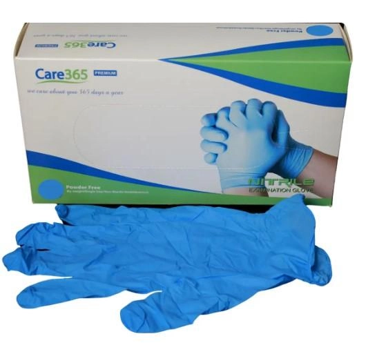 Перчатки нитриловые L синие Care365 неопудренные 100 шт. - изображение 1