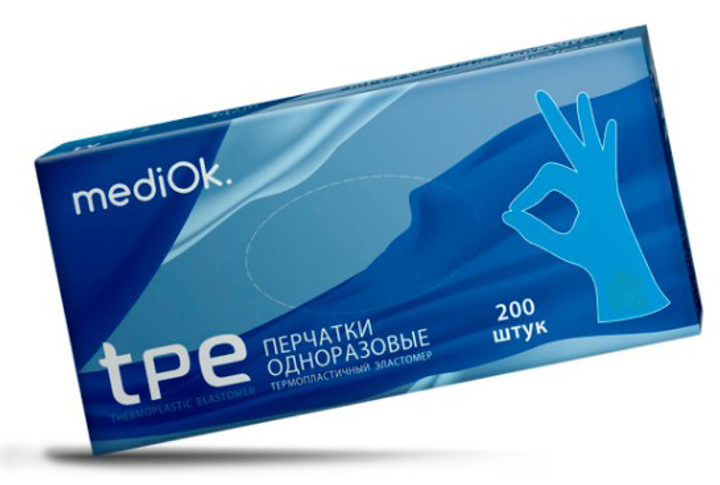 Рукавички TPE L сині Mediok неопудрені 200 шт - зображення 4