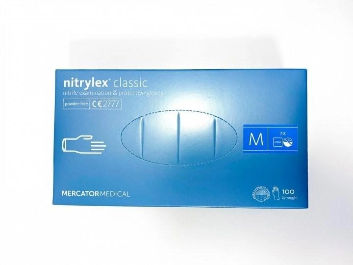 Перчатки нитриловые Nitrylex Classic размер M голубые 100 шт (000111) - изображение 1