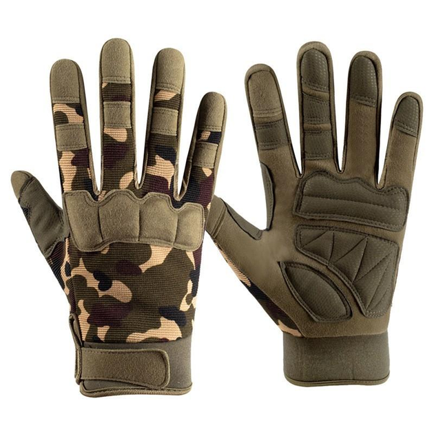 Перчатки тактические военные-армейские CAMO с защитой костяшек кулака дышащие, боевые L Камуфляж CMK03698-1 - изображение 2